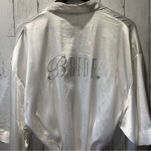 Sparkly "Bride" Robe I Do Victoria's Secret White Silky Wedding One Size